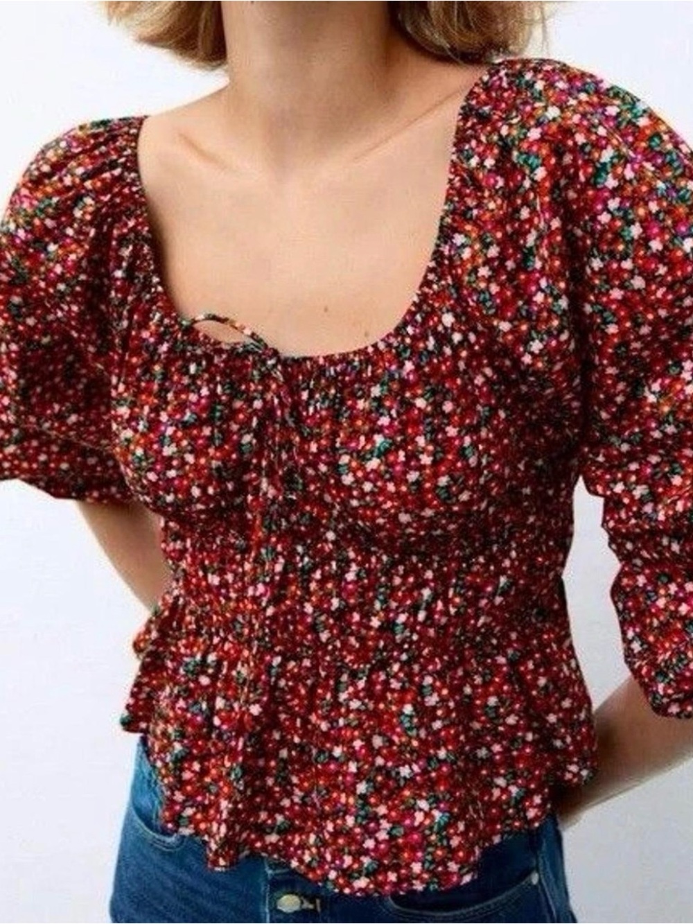 ZARA Peplum Floral Top Size X-Small NWT